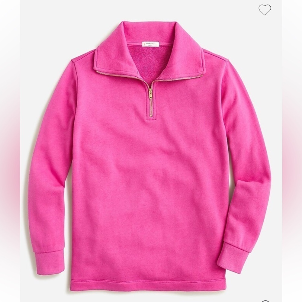 J crew girls French terry half zip sweatshirt pink